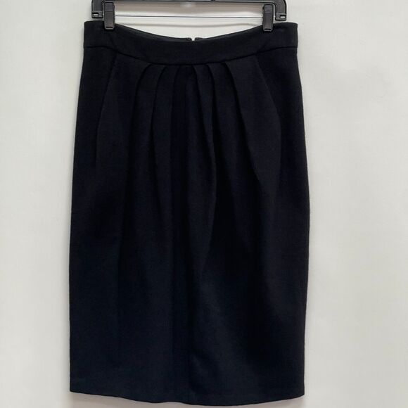 ADEC2 Women's Pleated Straight Pencil Skirt Size 10 44 Black 100% Wool - Picture 1 of 6